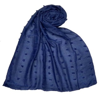 Designer Cotton Checkered Stole - Blue